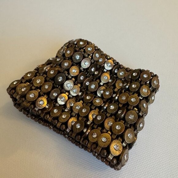 Vintage Stretch Cuff Bracelet Metal Crystal by Kenneth Jay Lane - Picture 3 of 4